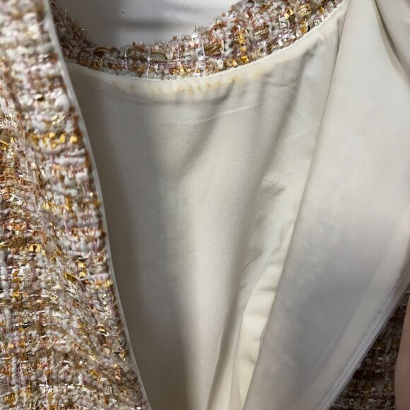 Badgley Mischka Tan Metallic Tweed Size 6 Dress - Picture 11 of 11